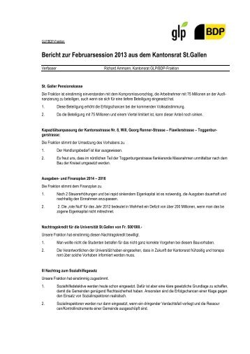 Bericht Session vom 25. - 27. Februar 2013 - Grünliberale Partei ...