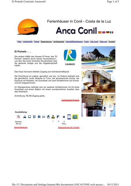 Ferienhäuser in Conil - Costa de la Luz - Anca Conil