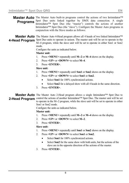 Intimidator Spot Duo ML Quick Reference Guide, Rev. 2 ... - Karma