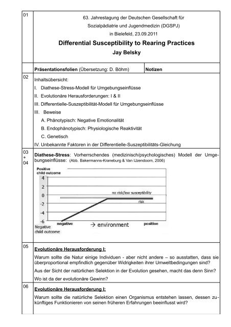 Belsky-Suszeptibilit.. - Fachportal Bildung und Seelische Gesundheit