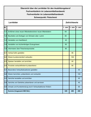 Lernfelder - Übersicht und Detailansicht (als PDF)