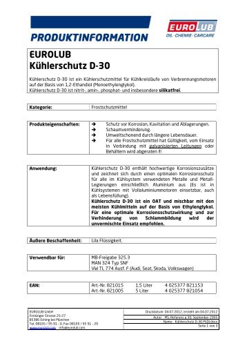 Kühlerfrostschutz G12+ (D30) - Fahrzeugteile Berlin