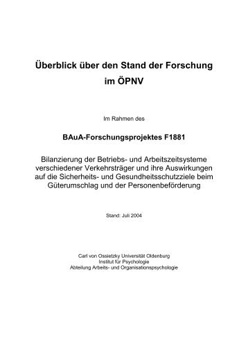 Überblick über den Stand der Forschung im ÖPNV - GAWO e.V.