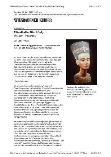 Rätselhafter Kindkönig - TUTANCHAMUN – Ägypten Ausstellung