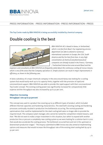 Double cooling is the best - BBA Innova