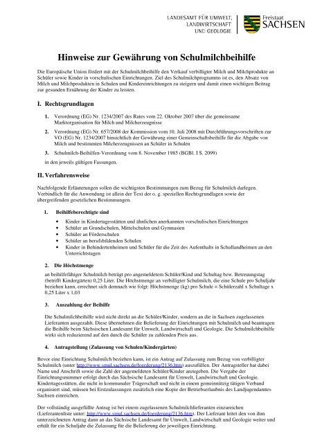 Hinweise Zur Gewahrung Von Schulmilchbeihilfe Sachsisches