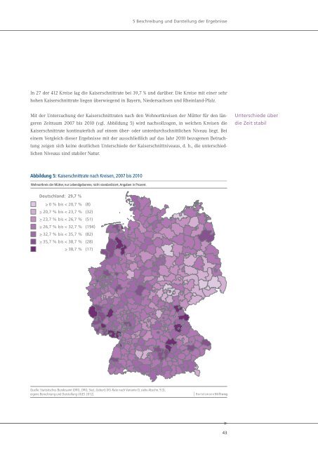 Kaiserschnittgeburten – Entwicklung und regionale Verteilung