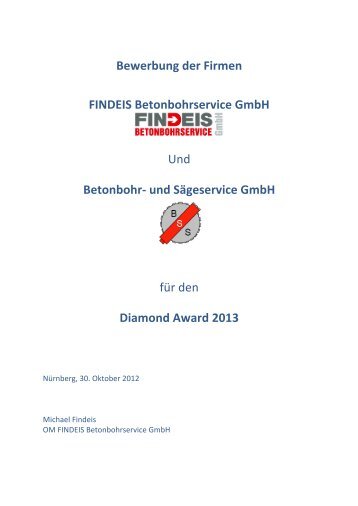 Bewerbung der Firmen FINDEIS Betonbohrservice GmbH Und ...