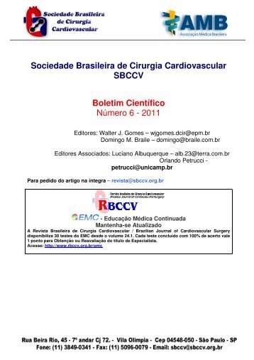 Sociedade Brasileira de Cirurgia Cardiovascular SBCCV Boletim ...