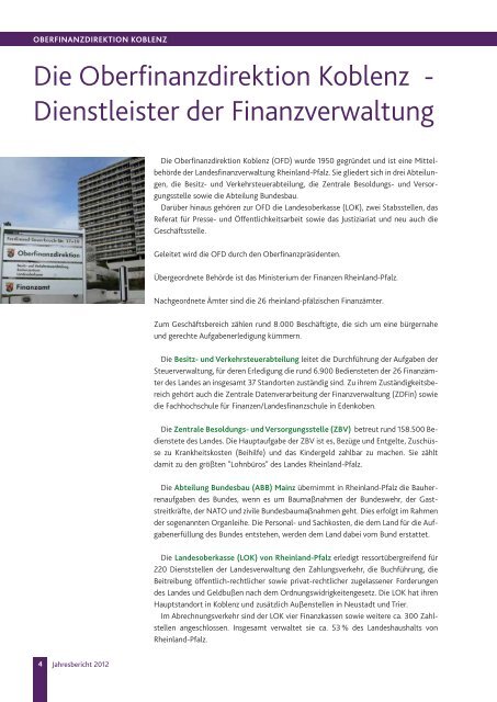 Jahresbericht 2012 - Oberfinanzdirektion Koblenz