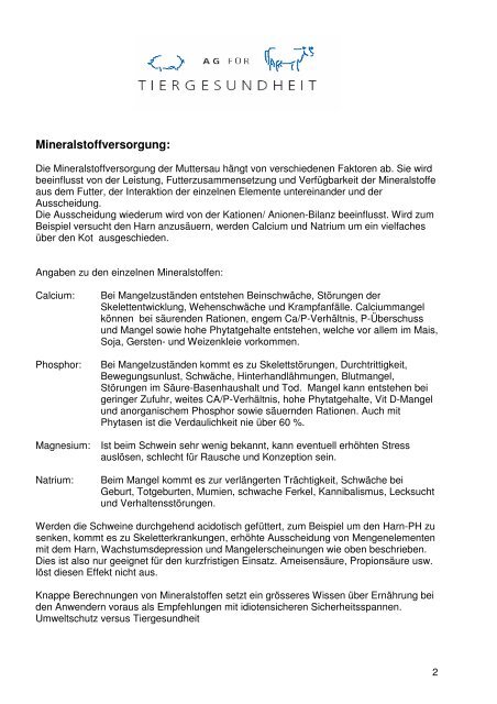 Fütterung der Muttersau.pdf - AG für Tiergesundheit