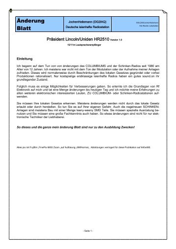 DG2IAQ Modification Sheet Lincoln -alt 2-_ende - Mods-ham.Com
