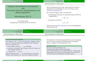 Vorlesung “Berechenbarkeit und Komplexität” alias “Theoretische ...