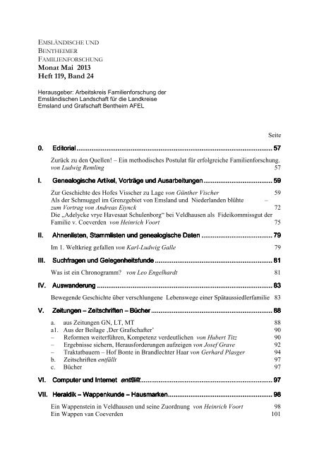 Heft 119 (Mai) - Arbeitskreis Familienforschung der Emsländischen ...
