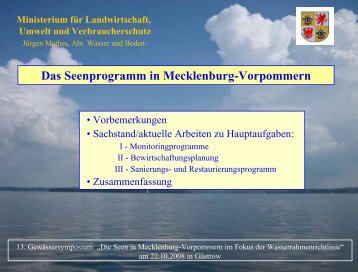 Das Seenprogramm in Mecklenburg-Vorpommern