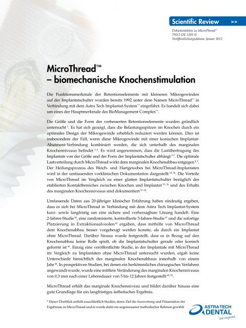 MicroThread™ – biomechanische Knochenstimulation - Astra Tech