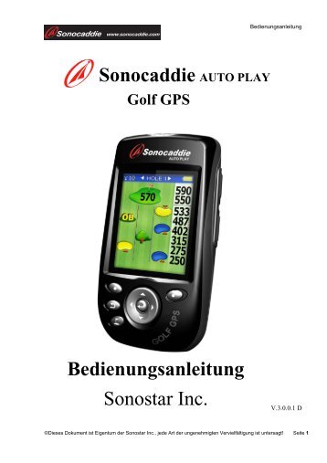 AUTO PLAY Gebrauchsanweisung - Sonocaddie