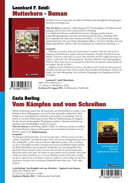 Verlagsprogramm Herbst 2011 - Achim Kleine Verlagsvertretung NRW