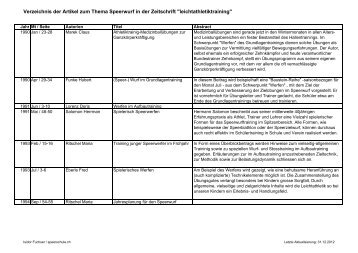 Verzeichnis aller Speerwurf-Artikel 1992-2011 ... - Speerschule.ch