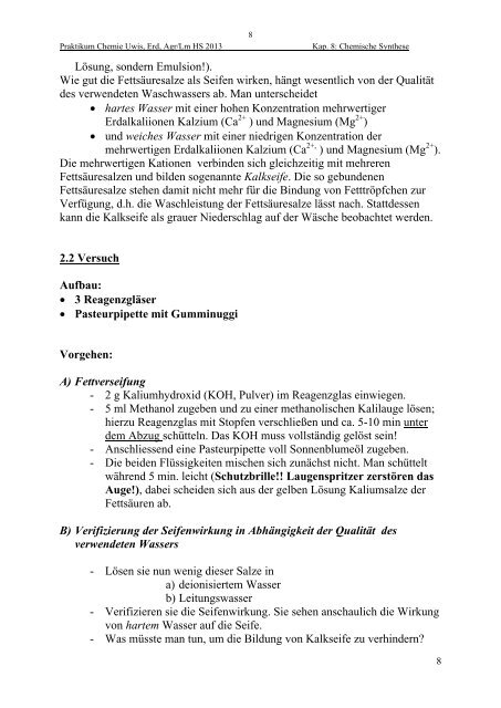 Kapitel 8: Chemische Synthesen - ICB-Praktika