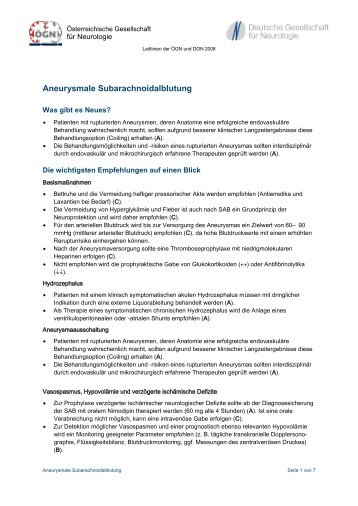 Aneurysmale Subarachnoidalblutung - Österreichische Gesellschaft ...