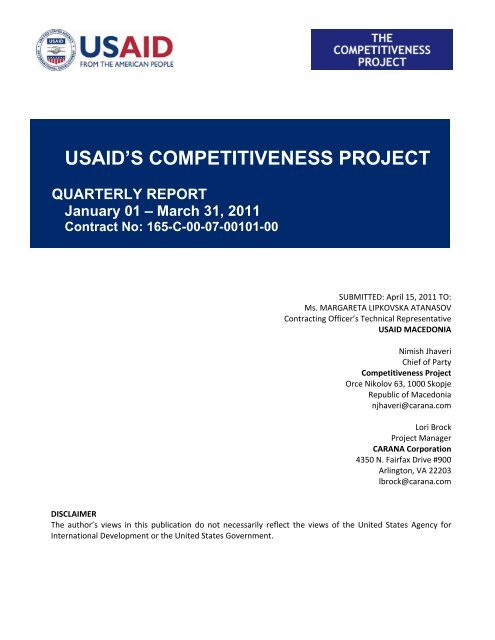 USAID'S COMPETITIVENESS PROJECT - USAID Macedonia