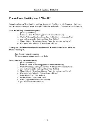 Protokoll zum Gauthing vom 5. März 2011 - CPD - Meissen ...
