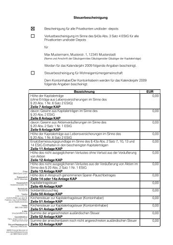 Steuerbescheinigung Bescheinigung für alle ... - BMW Bank GmbH