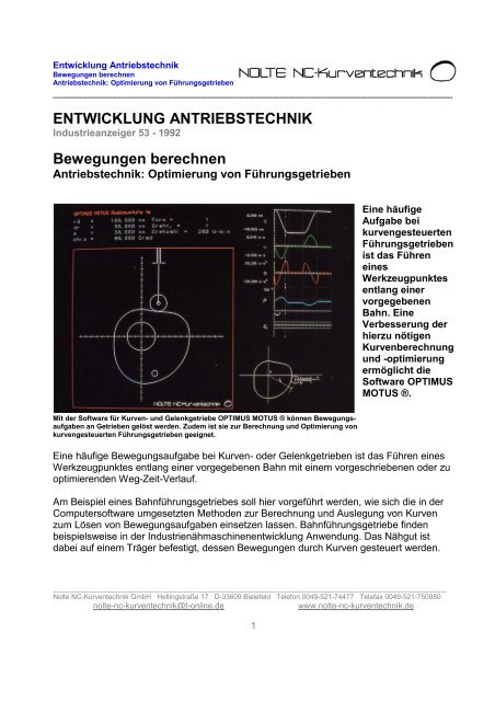 Bewegungen berechnen - Nolte-NC-Kurventechnik.de