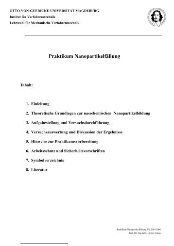 Praktikum Nanopartikelfällung - Lehrstuhl Mechanische ...