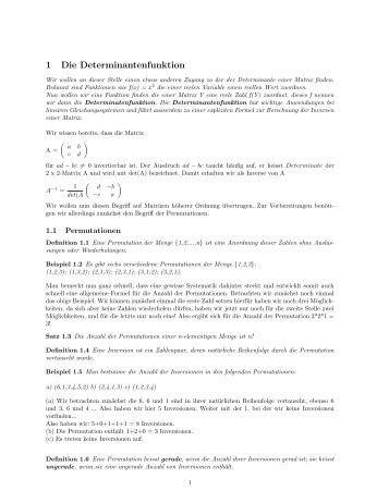 1 Die Determinantenfunktion - Mathematik.net