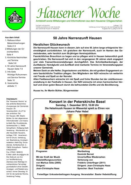 43 - Hausener Woche 48. KW 2012.pdf - Hausen im Wiesental