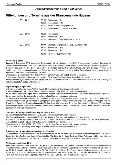 43 - Hausener Woche 48. KW 2012.pdf - Hausen im Wiesental