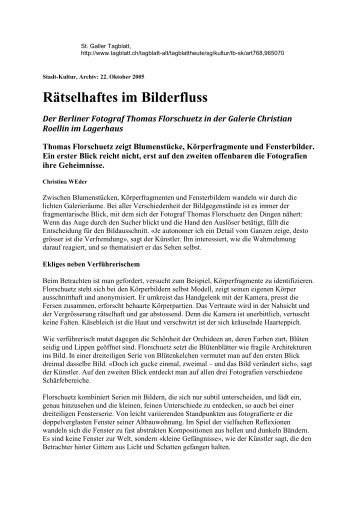 Rätselhaftes im Bilderfluss - galerie christian roellin