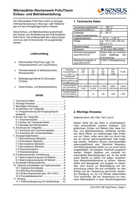 Wärmezähler-Rechenwerk PolluTherm Einbau- und ... - Netrion GmbH