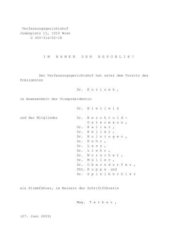 Verfassungsgerichtshof Judenplatz 11, 1010 Wien G 300-314/02-18 ...