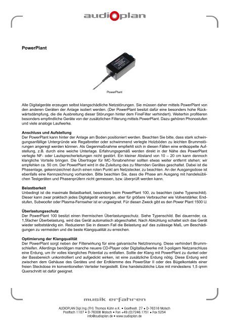 Druckversion Powerplant (PDF) - Audioplan