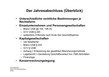 Der Jahresabschluss (Überblick)