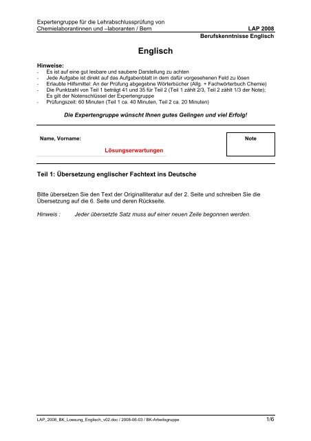 Englisch Losungen Gibb Laboranten Ch