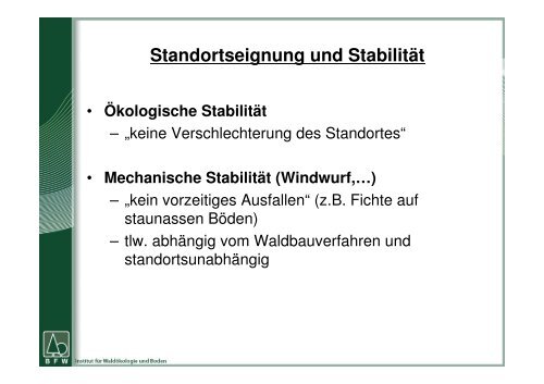 Einfluss der Baumart auf den Wasserhaushalt von Böden - BFW