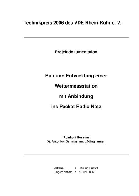 Projektbericht 796.8 KByte - Technikpreis