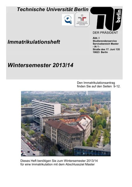 Wintersemester 2013/14 - TU Berlin