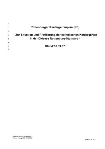 Rottenburger Kindergartenplan (RP) – Zur Situation und Profilierung ...