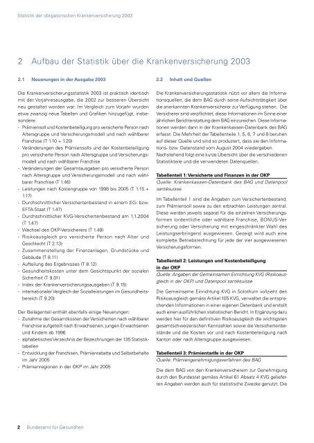 Statistik der obligatorischen Krankenversicherung 2003 - MZES