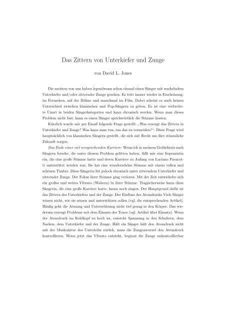 Das Zittern von Unterkiefer und Zunge - Halseband, Christian