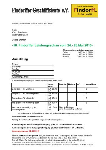 16. Findorffer Leistungsschau vom 24.- 26.Mai 2013