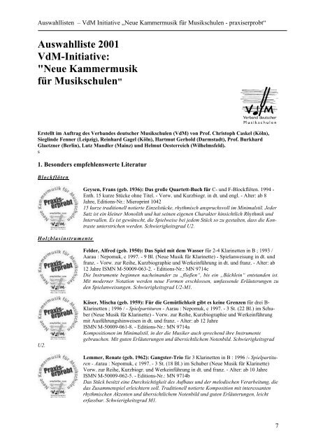 Auswahlliste - Verband deutscher Musikschulen