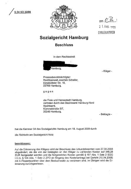 Sozialgericht Hamburg - Hanseatische Rechtsanwaltskammer ...