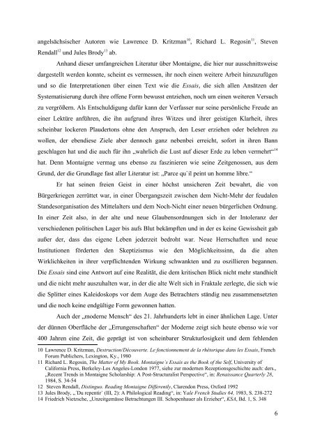 Montaigne Die Vielheit der Welt im Spiegel des Selbst - Seminar für ...