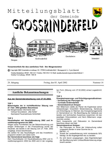 Mitteilungsblatt - Großrinderfeld